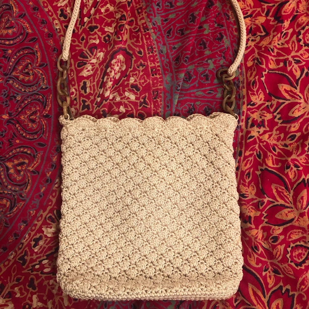 The Sak cream crochet purse